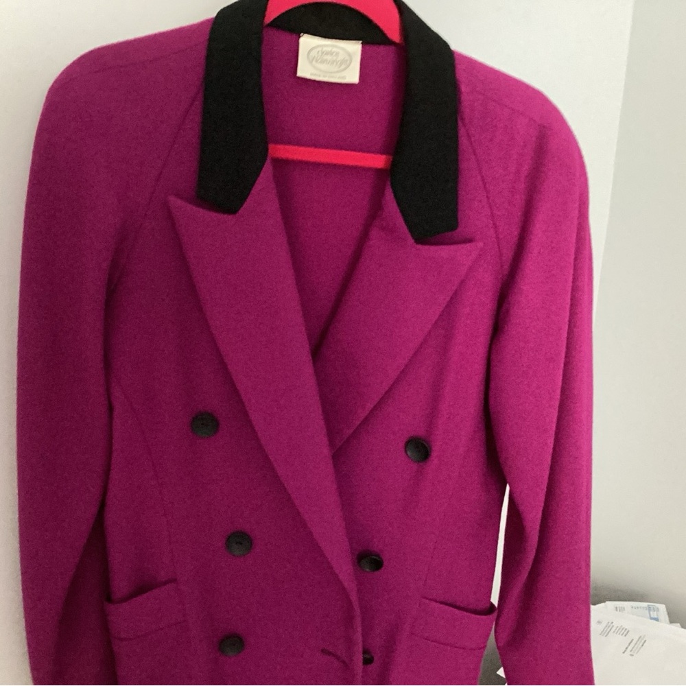 Women's Double-Breasted Jacket - Fuchsia and Black